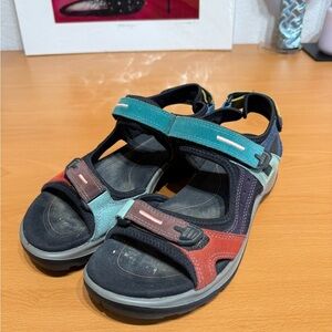 Ecco Teal Coral Sporty Sandals with Adjustable Straps